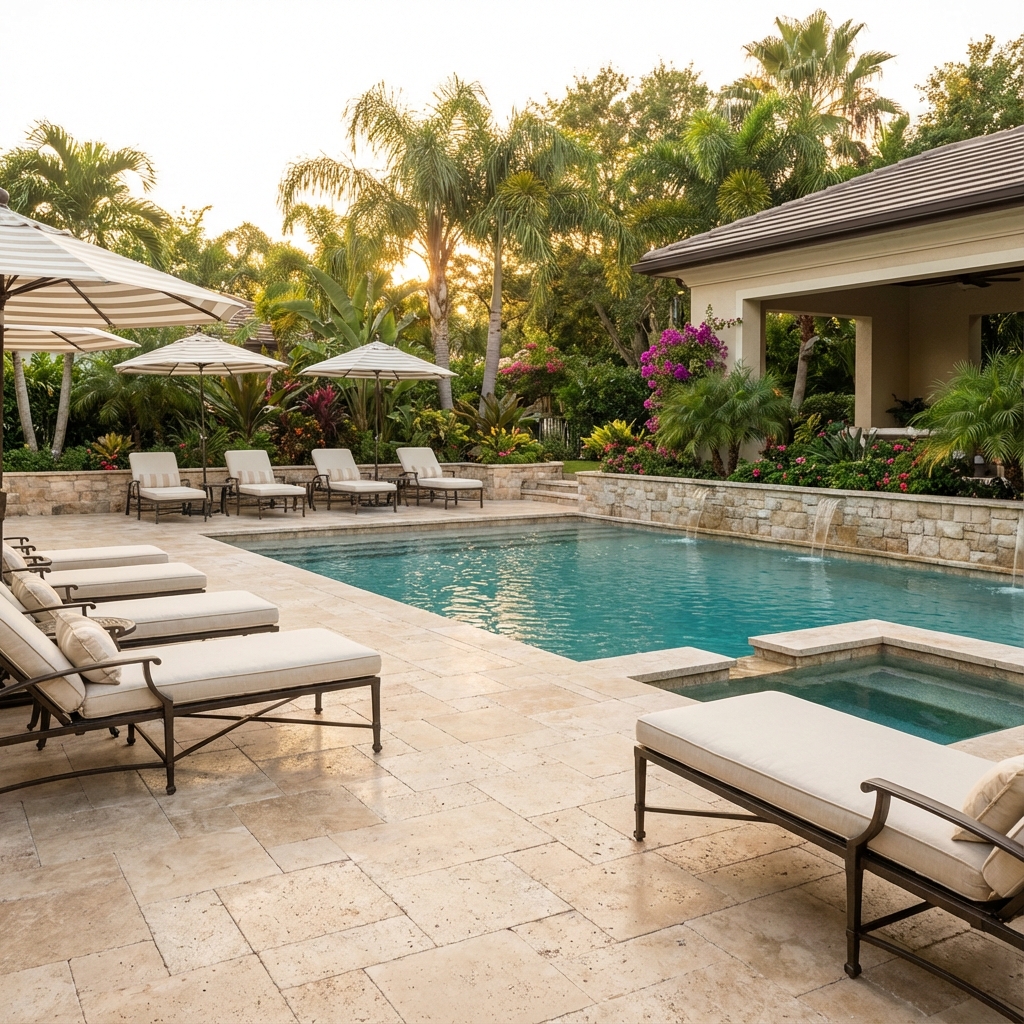 Travertine Pool Surround